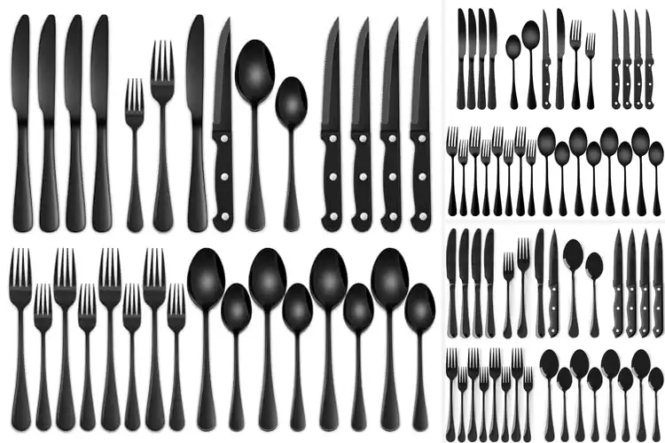 Detailed view of 10 Best 24-Piece Black Flatware Sets: Sleek, Strong & Light