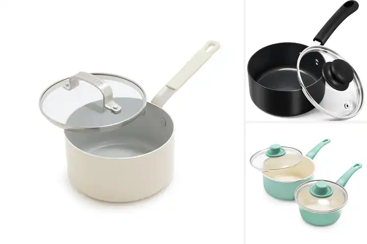 Detailed view of Best Easy-Clean Nonstick Saucepan With Glass Lid