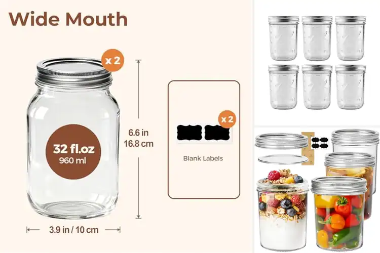 Detailed view of Best Gift Mason Jars Wide Mouth