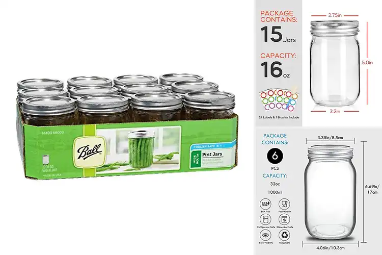 Detailed view of 10 Best Glass Mason Jars With Lids And Bands for Organized Living