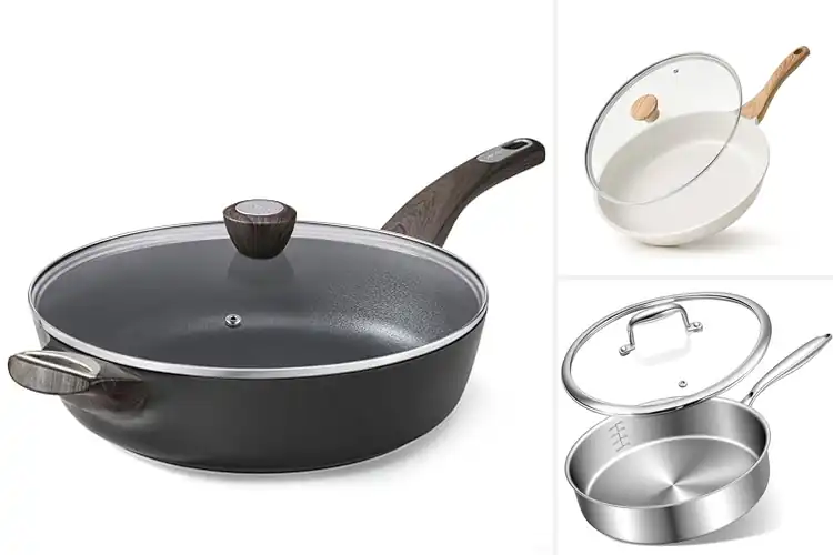 Detailed view of Best Induction Compatible Frying Pan With Lid