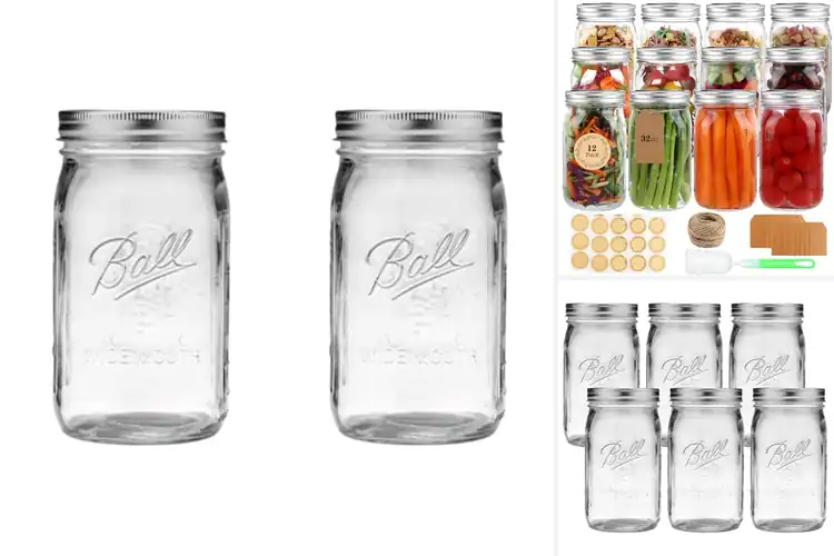 Detailed view of Best Mason Jars 32 Oz Wide Mouth