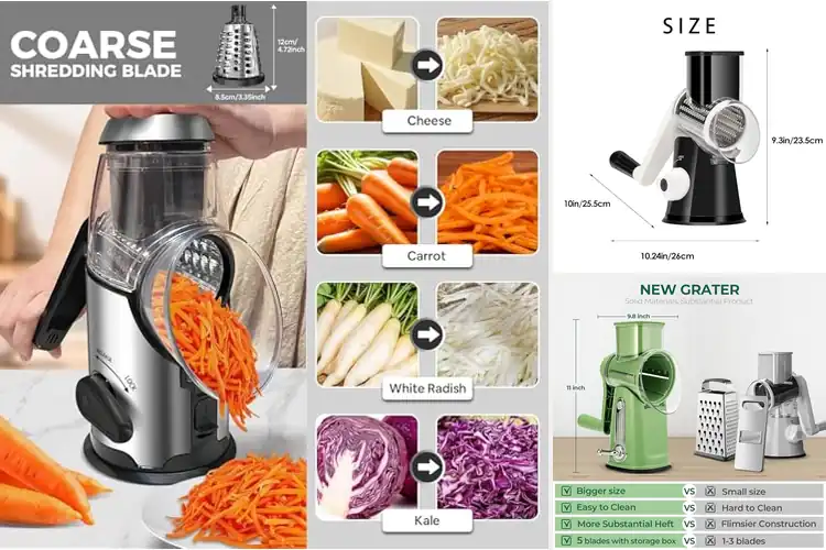 Detailed view of 10 Best Multi Blade Graters for Effortless Cooking
