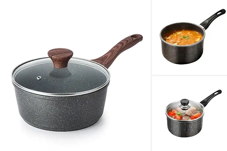 Detailed view of Best Nonstick Saucepan With Swiss Granite Coating