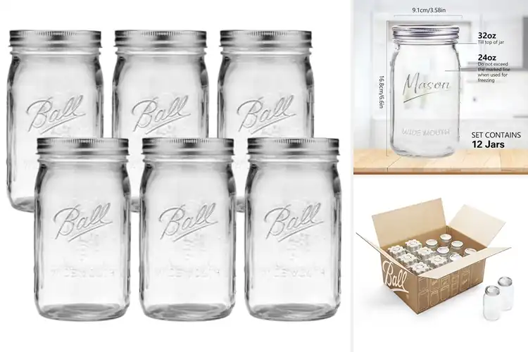 Detailed view of 10 Best Quart Mason Jars 32-Ounce Packs for Fresh Meal Prep
