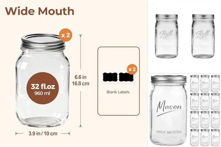 Detailed view of Best Quart Size Glass Jars: Keep Food Fresh & Kitchen Tidy