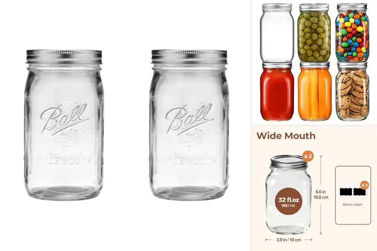 Detailed view of Best Quart Size Glass Mason Jars