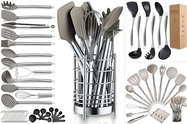 Detailed view of 10 Best Stainless Steel Silicone Utensil Sets That Save Pans