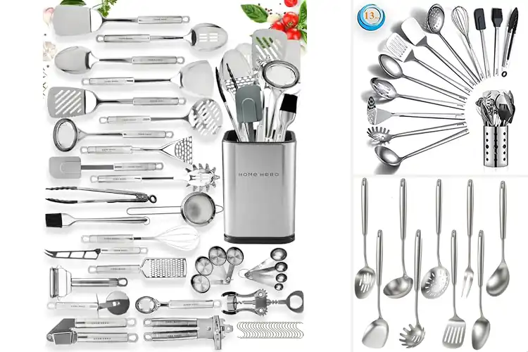 Detailed view of 10 Best Stainless Steel Utensil Sets to Cook with Confidence